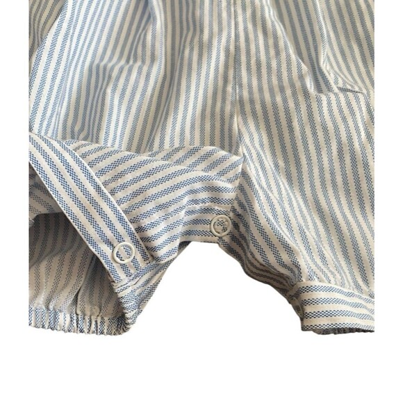Carriage Boutiques Blue White Striped Shortall Romper 12M Crest Preowned - Picture 5 of 7